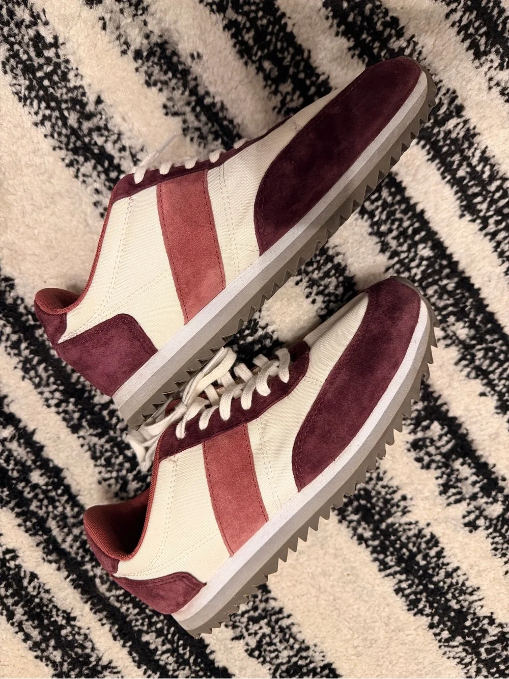 Women's J. Crew Casual Sneakers in Burgundy and White